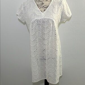 White Eyelet Swim Cover-Up Small